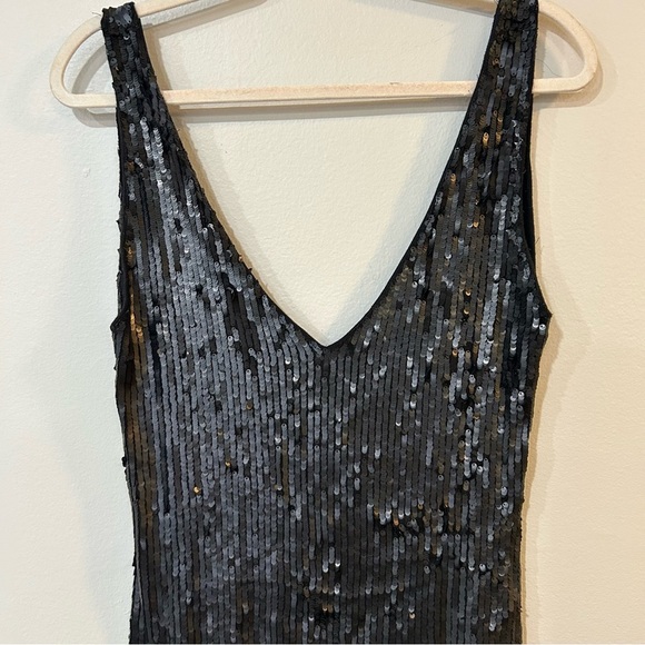 Free People Intimately Black Sequin Scoop Neck Open Back Mini Slit Dress XS - Picture 3 of 7